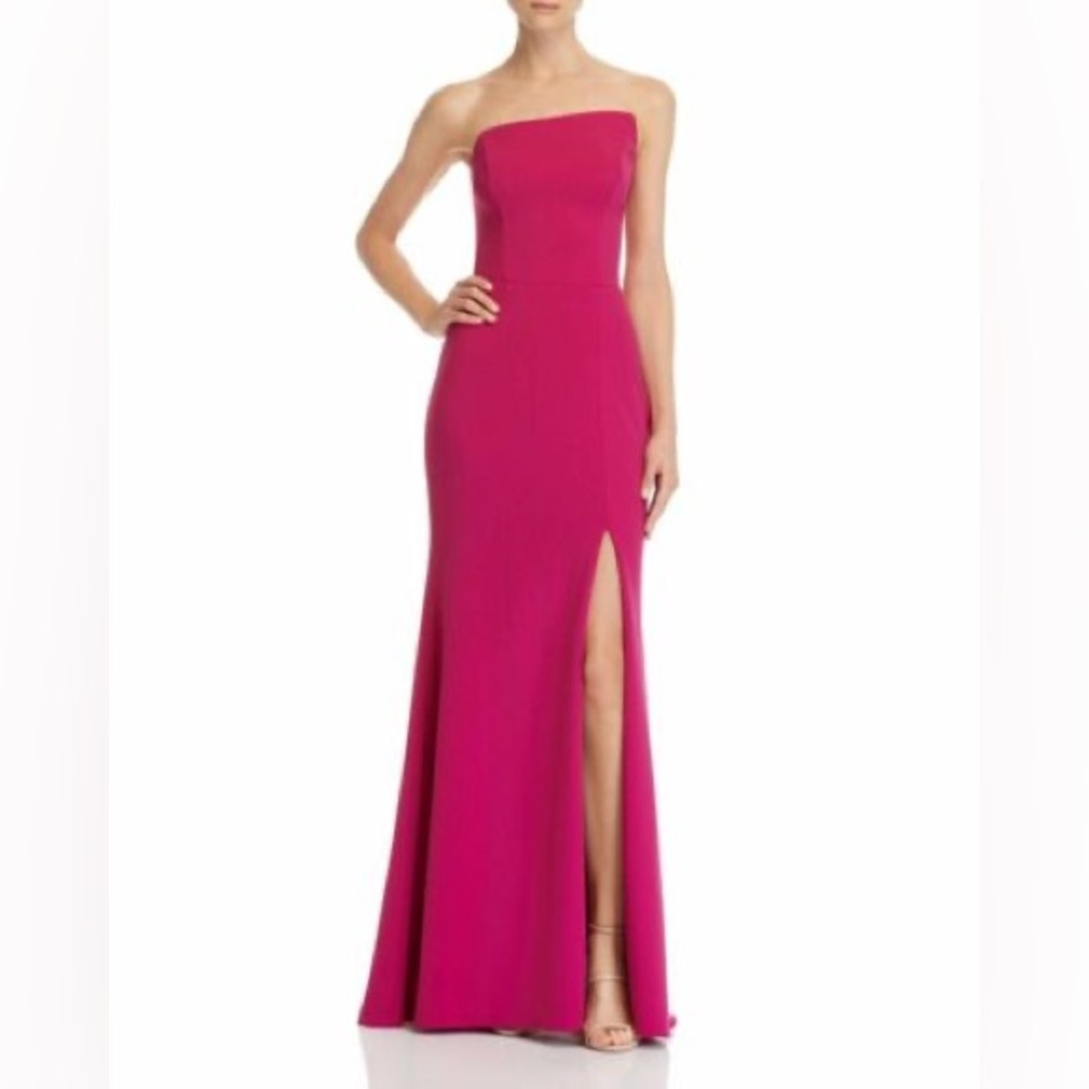 AQUA Asymmetric Strapless Gown - NEW!